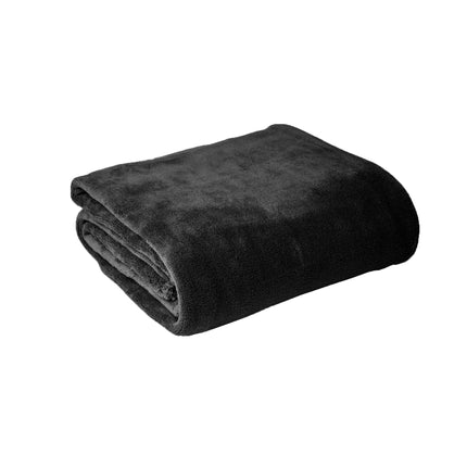 Hotel Living Super Soft Coral Fleece Blanket Single Charcoal.