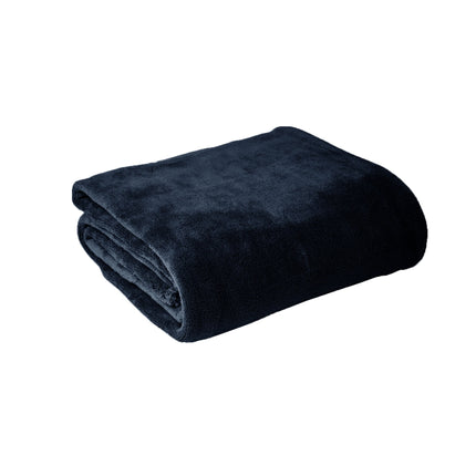 Hotel Living Super Soft Coral Fleece Blanket Single Navy.