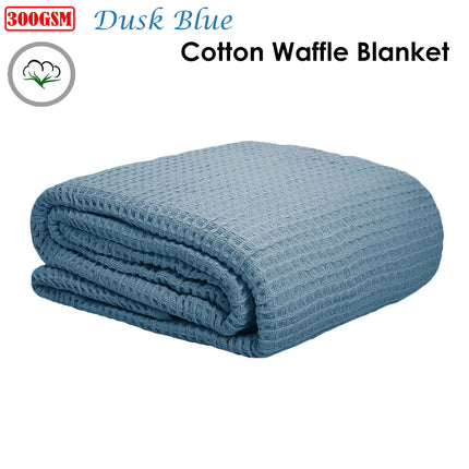 Cotton Waffle Blanket Dusk Blue Single.