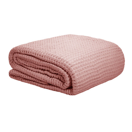 Cotton Waffle Blanket Dusty Pink Single.