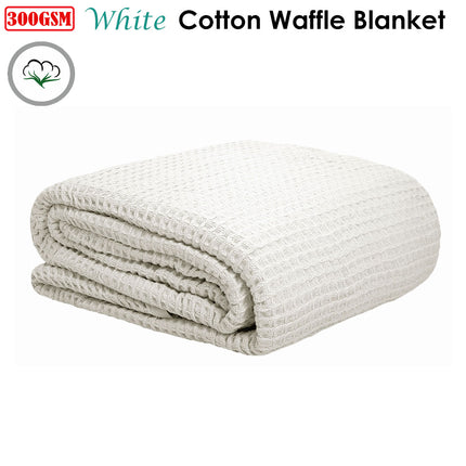 Cotton Waffle Blanket White Single.