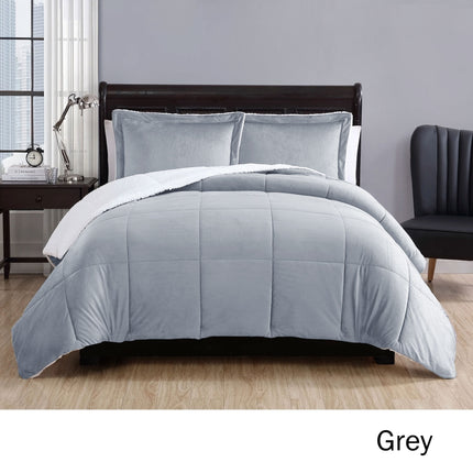 3 Piece Micro Mink Comforter Set Grey King.