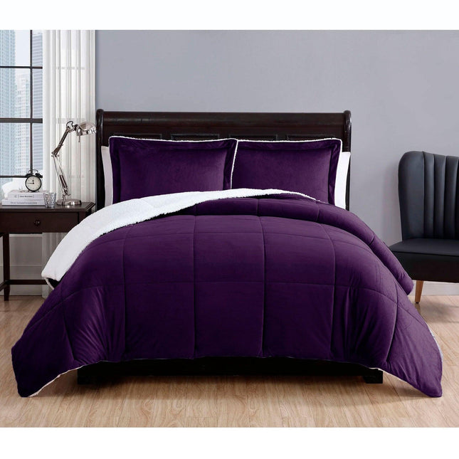 3 Piece Micro Mink Comforter Set Purple King.
