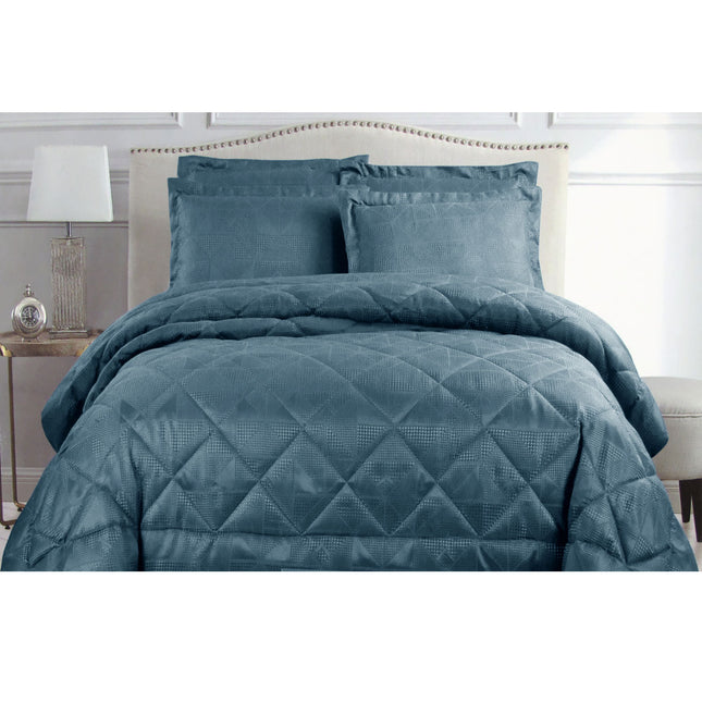 Hotel Living Eli Jacquard Comforter Set King Blue.