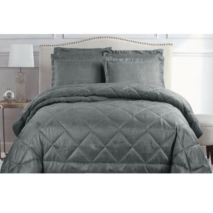 Hotel Living Eli Jacquard Comforter Set Queen Charcoal.