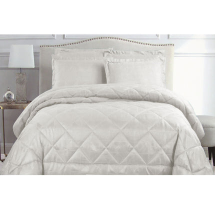 Hotel Living Eli Jacquard Comforter Set Queen White.