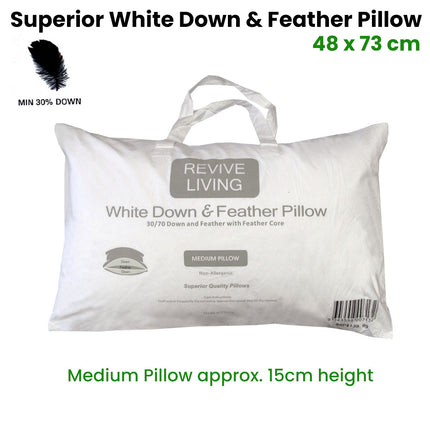 70% Feather 30% Down Superior Medium Standard Pillow 48 x 73 cm.