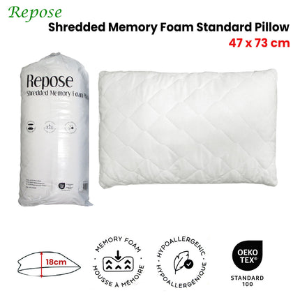 Repose Shredded Memory Foam Standard Pillow 47x73cm.