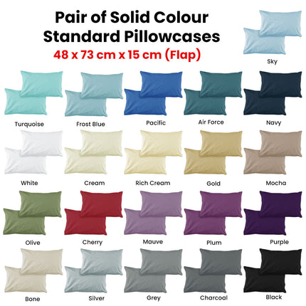 Pair of Solid Colour Microfiber Standard Pillowcases 48x73cmx15cm (Flap) Olive.