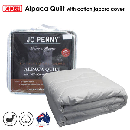 500GSM Alpaca Quilt with Cotton Japara Cover - Single.