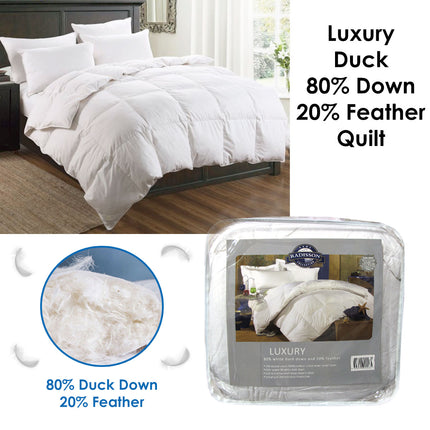 Luxury Duck 80% Down 20% Feather Quilt Queen.