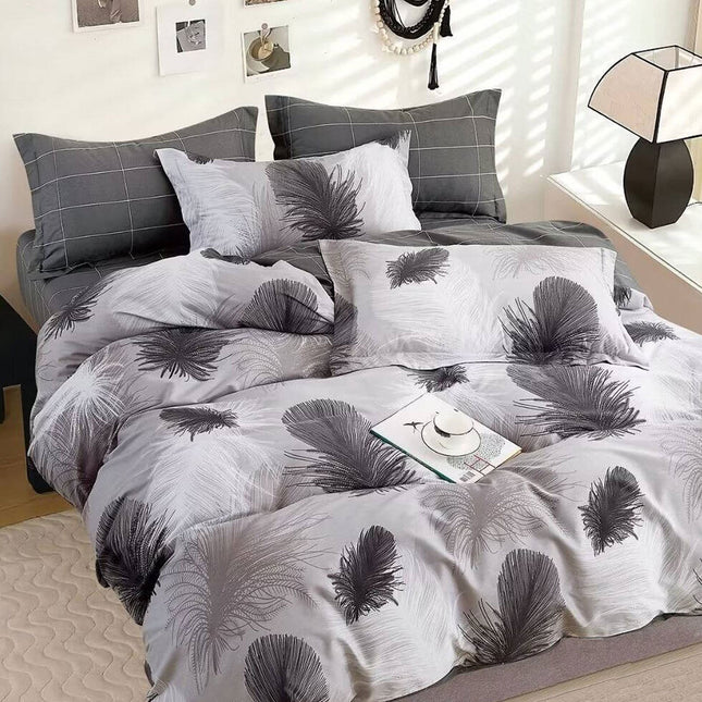 300TC Heidi Grey Reversible Cotton Quilt Cover Set King.