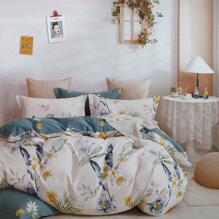 Chloe Home 100% Cotton Reversible Quilt Cover Set Queen.