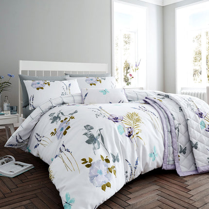 Flora Lilac Quilt Cover Set King.