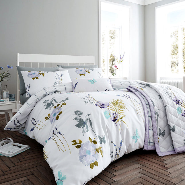 Flora Lilac Quilt Cover Set King.