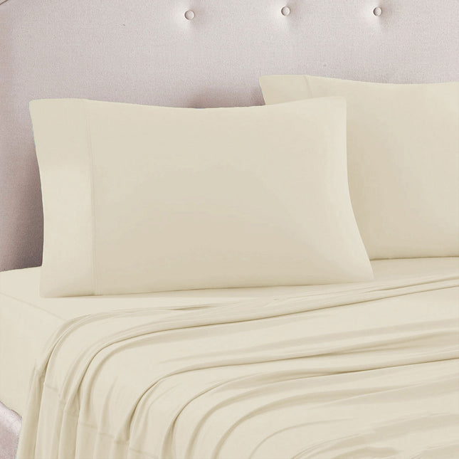 Art Terrace Microfiber Sheet Set King 33cm Wall Cream.