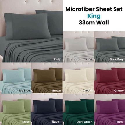Art Terrace Microfiber Sheet Set King 33cm Wall Cream.