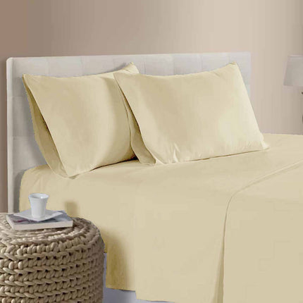 400TC 100% Cotton Sateen Premium Sheet Set 40cm Wall Rich Cream Single.