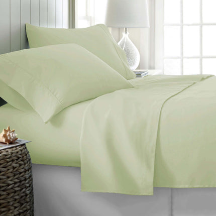400TC Cotton Sateen Sheet Set Queen - Ivory (with a Hint of Green).