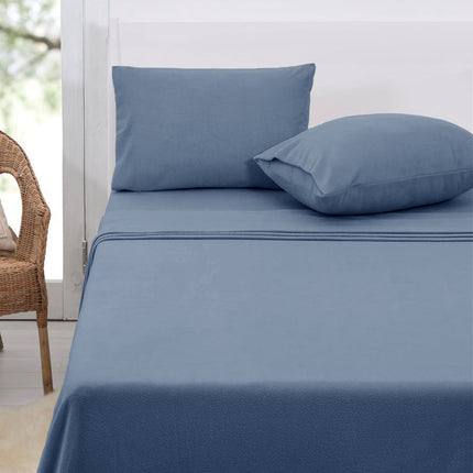 Polar Fleece Sheet Set Queen 36cm Wall Airforce Blue.