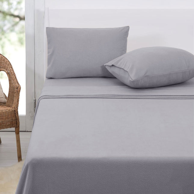 Polar Fleece Sheet Set Queen 36cm Wall Grey.