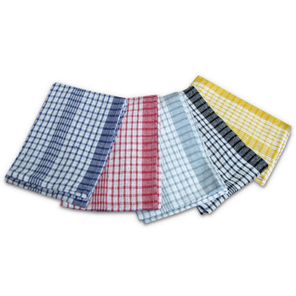 Hotel Living Checkered Set of 5 Cotton Tea Towels.