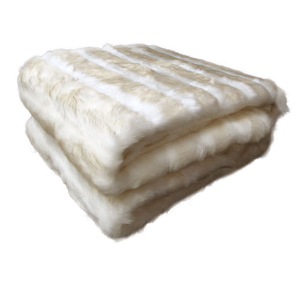 Faux Fur Luxury Animal Throw Rug White Cream Chinchilla.