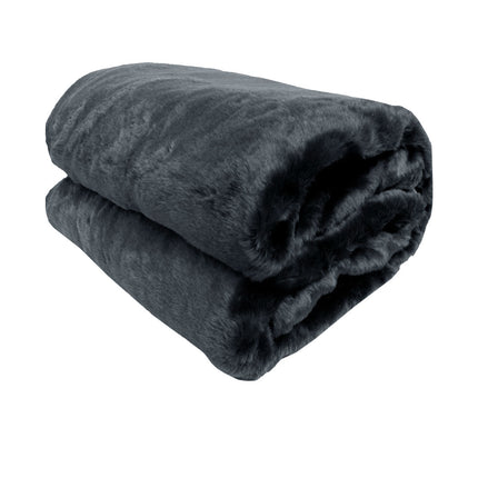 Titan Charcoal Faux Fur Throw Rug 127 x 152 cm.