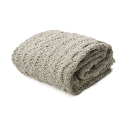 Asher Taupe Knitted Throw Rug.