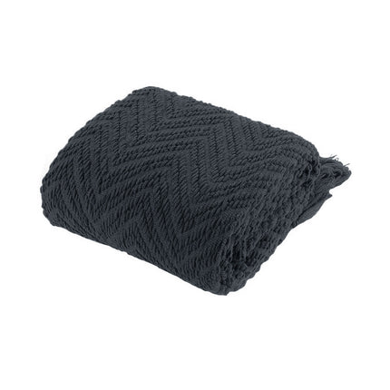 Ezra Charcoal Knitted Throw Rug.