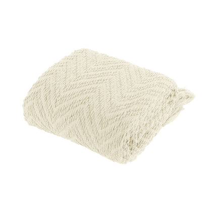 Ezra Cream Knitted Throw Rug.