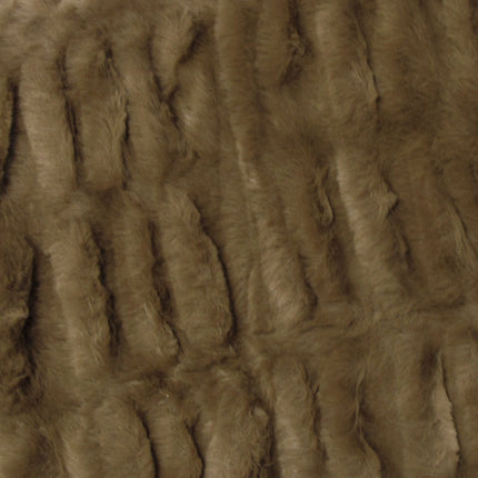 Harper Soft Ruched Pattern Faux Fur Throw Rug 127 x 152 cm Brown.