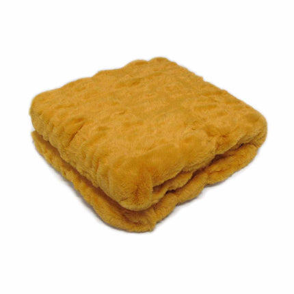 Meadow Soft Faux Fur Throw Rug 127 x 152 cm Mustard.