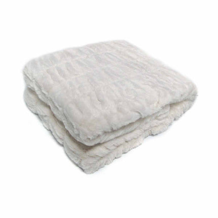 Meadow Soft Faux Fur Throw Rug 127 x 152 cm Off White.