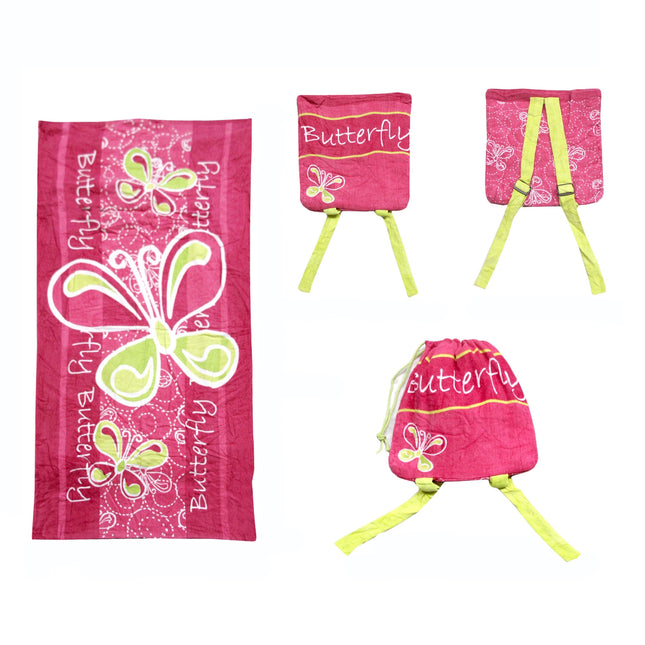 Kids Beach Towel N Bag Butterfly.