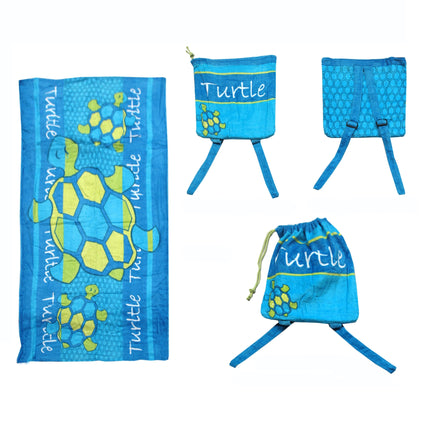 Kids Beach Towel N Bag Turtle.