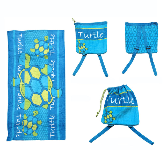 Kids Beach Towel N Bag Turtle.