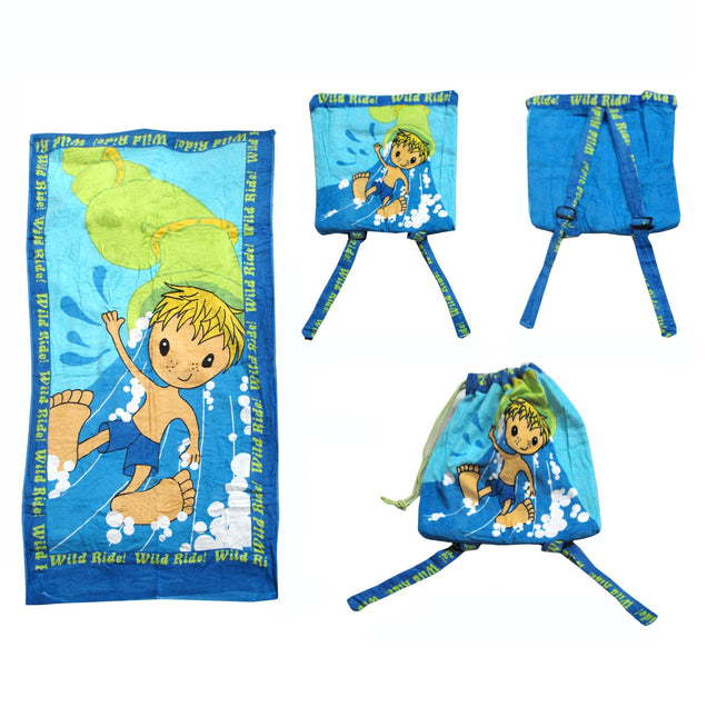 Kids Beach Towel N Bag Wild Ride.
