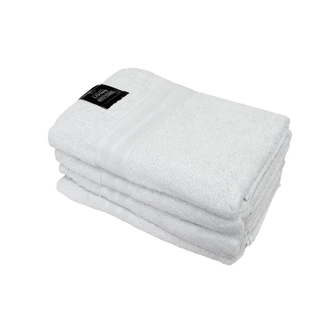 550GSM Set of 4 100% Cotton Terry Bath Towels 70 x 140 cm White.