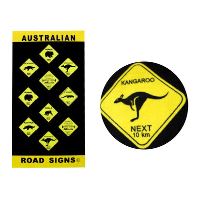 Aussie Road Signs Cotton Beach Towel 75 x 150 cm.