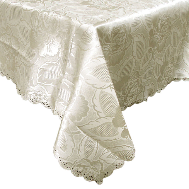 Rose Ecru Luxury Jacquard Tablecloth 150 x 270 cm.