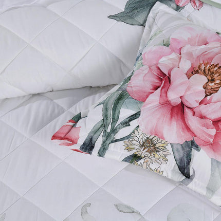 Bianca Coleraine White Floral Printed Bedspread Set King Single.