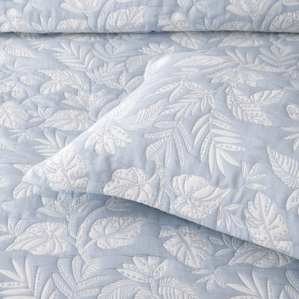 Bianca Laurieton Blue Jacquard Botanical Bedspread Set Queen.