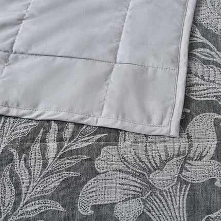 Bianca Maidstone Grey Floral Jacquard Bedspread Set King.