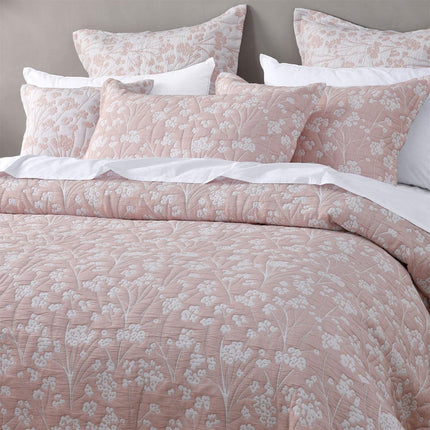 Bianca Myra Blush Floral Jacquard Bedspread Set King.