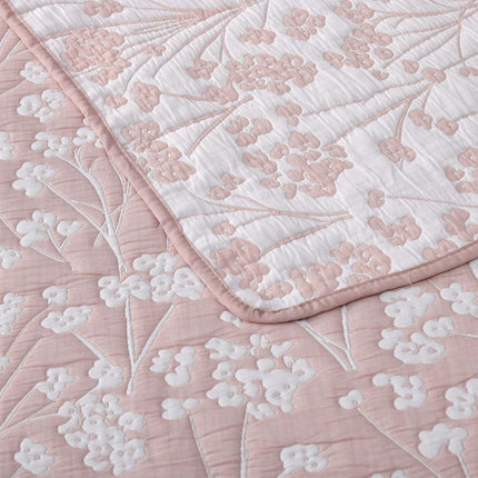 Bianca Myra Blush Floral Jacquard Bedspread Set King.