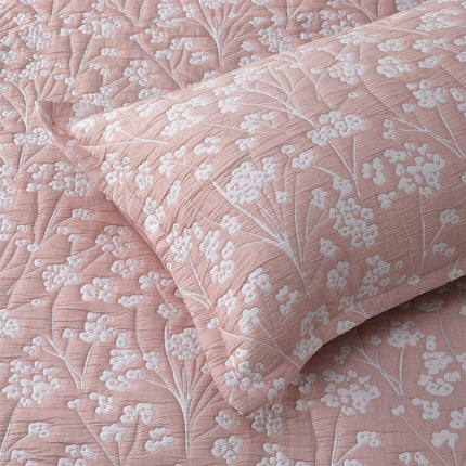 Bianca Myra Blush Floral Jacquard Bedspread Set Queen.