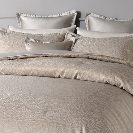 Bianca Bellagio Gold 6 Pcs Jacquard Geometric Comforter Set Super King.