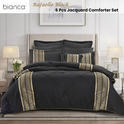 Bianca Raffaello Black 6 Pcs Jacquard Comforter Set Queen/King.