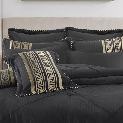 Bianca Raffaello Black 6 Pcs Jacquard Comforter Set Super King.